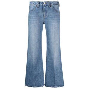 Victoria Beckham Edie Mid-Rise Flared Cropped Kick, Low Waist Jean
